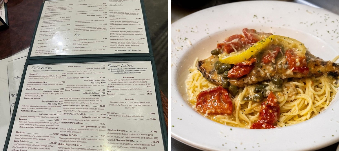 Pasti Italian Grill Menu