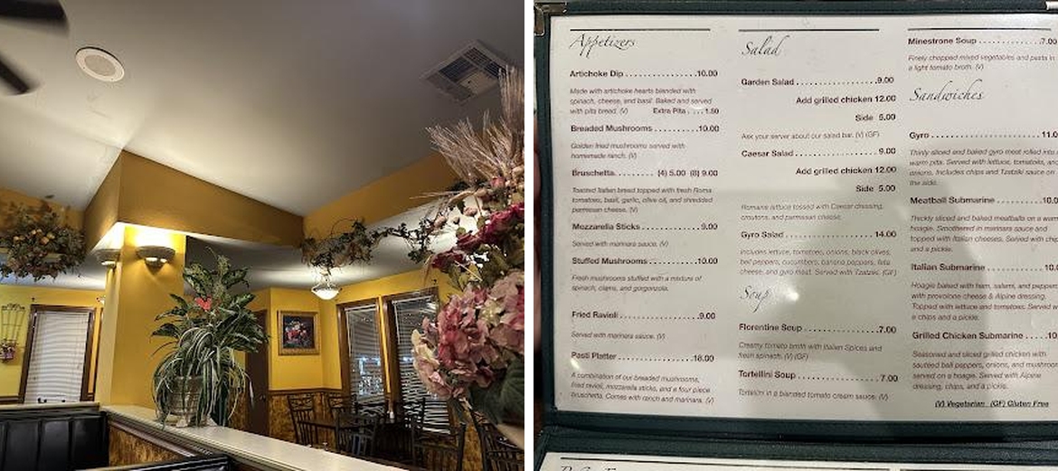 Pasti Italian Grill Menu